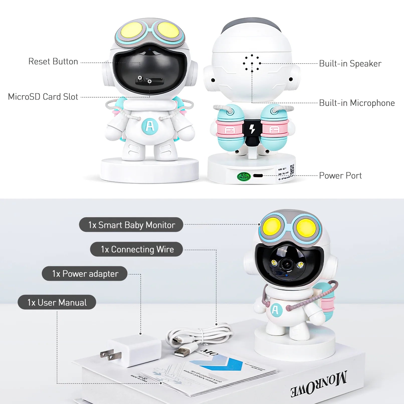 Indoor Pan/Tilt Smart Security Camera, 2K HD Dog-Camera, Super IR Night Vision, Motion Detection for Baby and Pet Monitor, Cloud & SD Card Storage, Supported 5G & 2.4Ghz