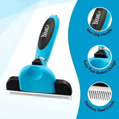 De-Shedding Brush for Dogs, Anti-Slip Handle, Stainless Steel Undercoat Grooming Tool
