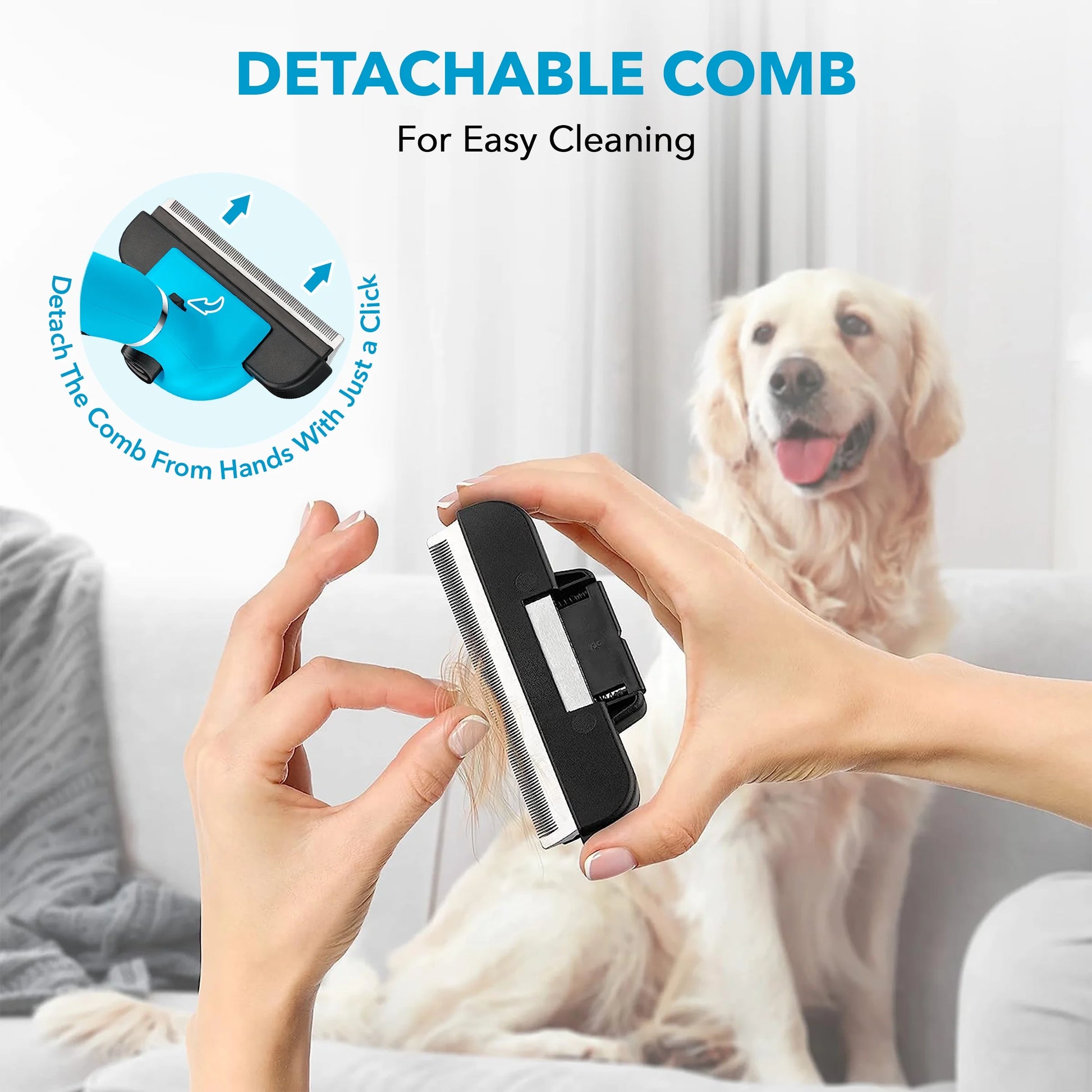 De-Shedding Brush for Dogs, Anti-Slip Handle, Stainless Steel Undercoat Grooming Tool