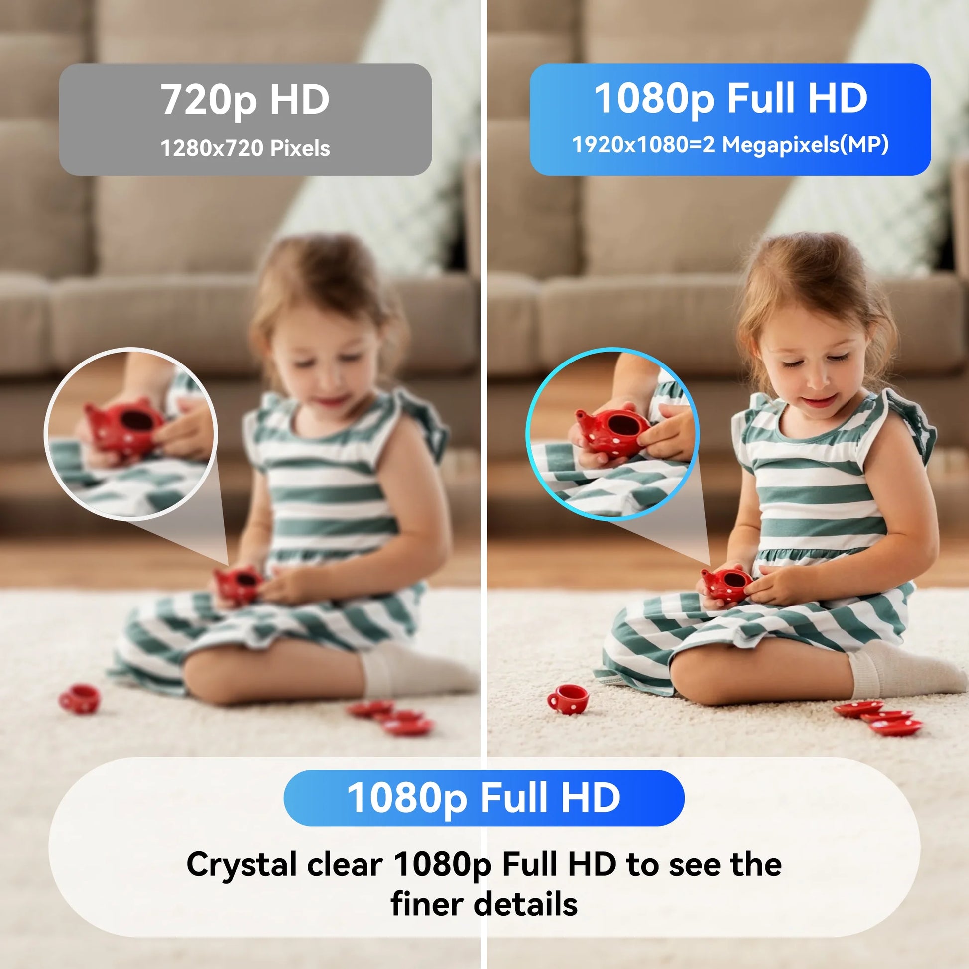 Indoor Security Camera 1080P Home Smart Camera with Wireless 2.4Ghz Wifi Monitor for Baby/Nanny/Pet/Dog (2 Pack)